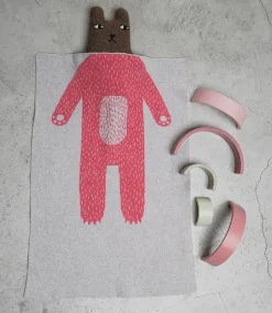 New Bear Mini Blanket - Grey & Pink Baby Blankets