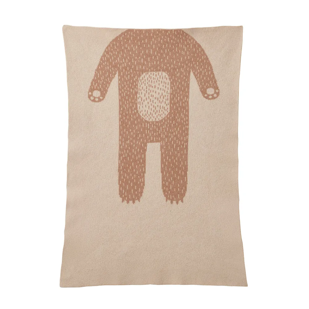 Fashion Bear Mini Blanket - Oatmeal & Brown Baby Blankets