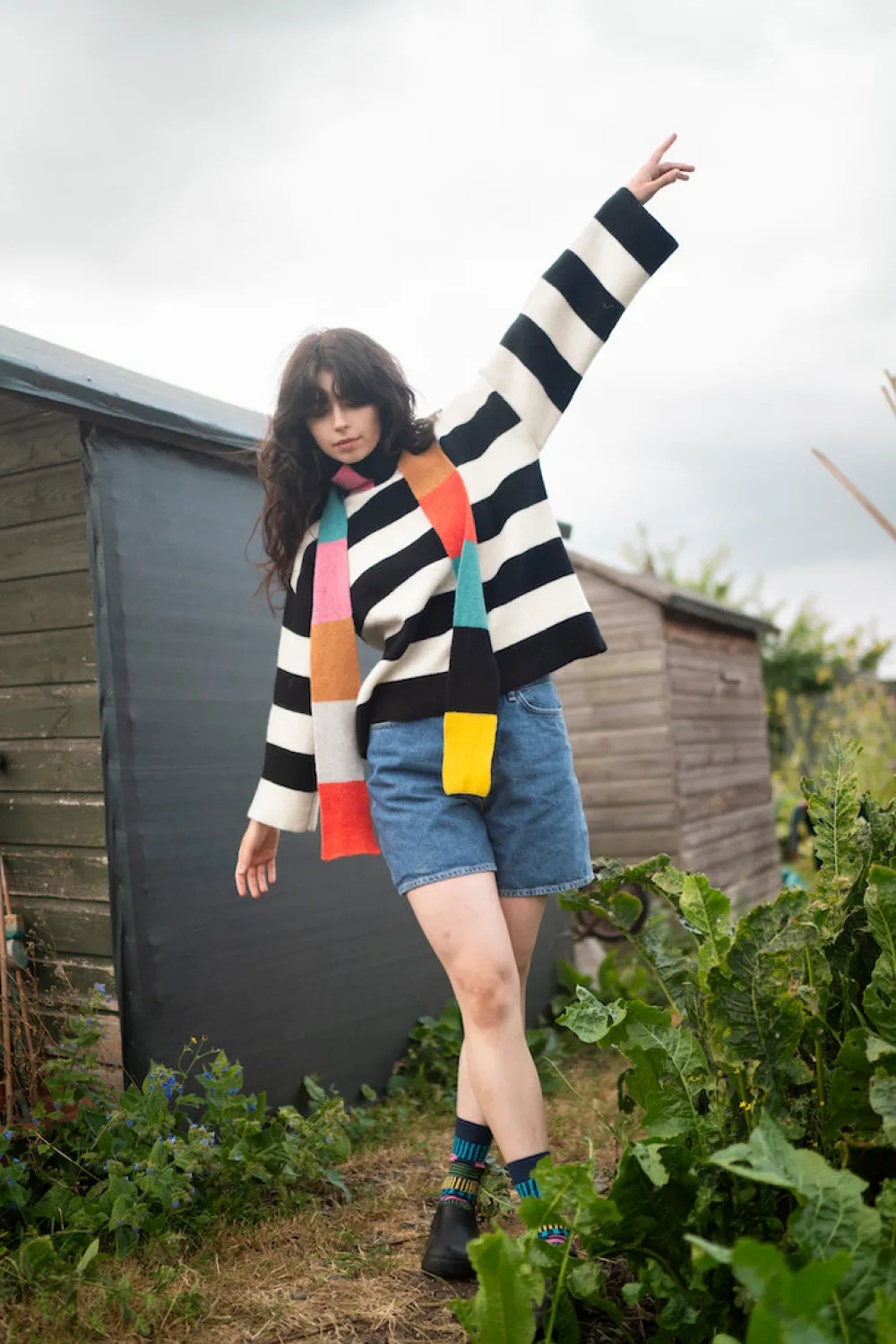Clearance Bella Jumper - Black & White Lambswool Jumpers