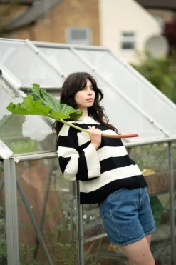 Clearance Bella Jumper - Black & White Lambswool Jumpers
