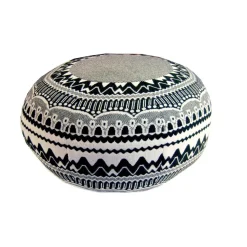 New Frank Pouffe in ZigZag - Black Floor Cushions
