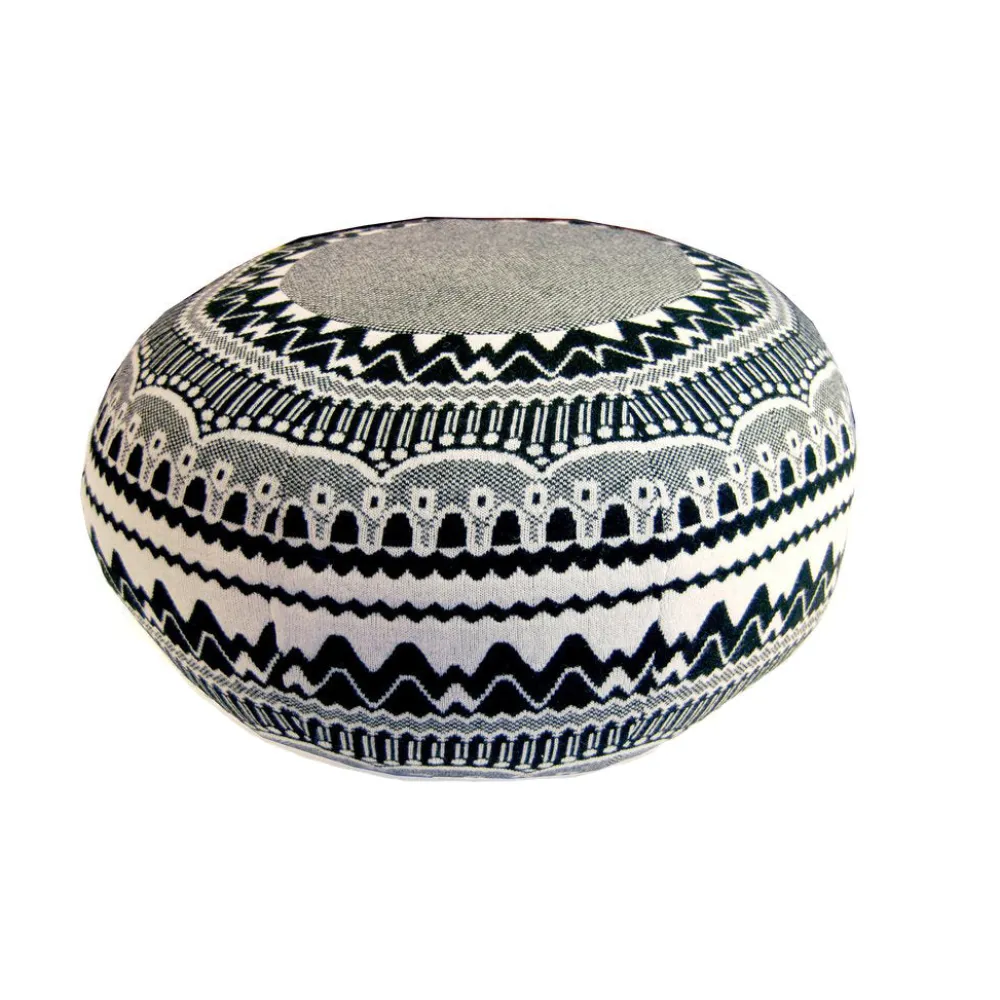 New Frank Pouffe in ZigZag - Black Floor Cushions
