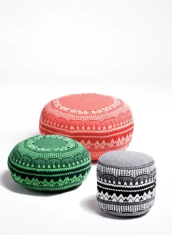 New Frank Pouffe in ZigZag - Black Floor Cushions
