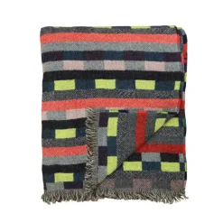 Online Glitch Woven Throw - Denim Blue Blankets + Throws