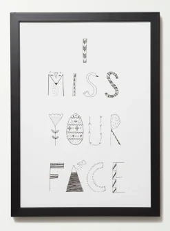 Discount I Miss Your Face Monochrome Print Screen Print Wall Art