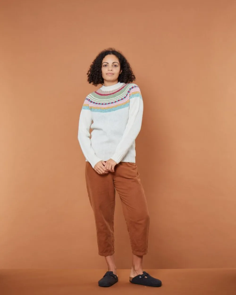 Hot Magic Circle Yoke Jumper - Winter White Lambswool Jumpers
