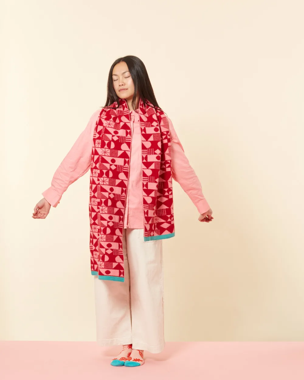 Online Monoglyph Blanket Scarf - Lipstick Scarves