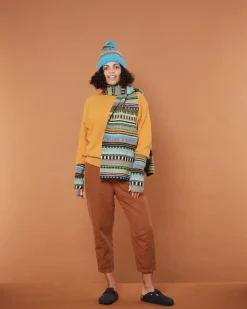 Fashion Static Stripe Beanie Hat - Turquoise Hats + Arm Warmers